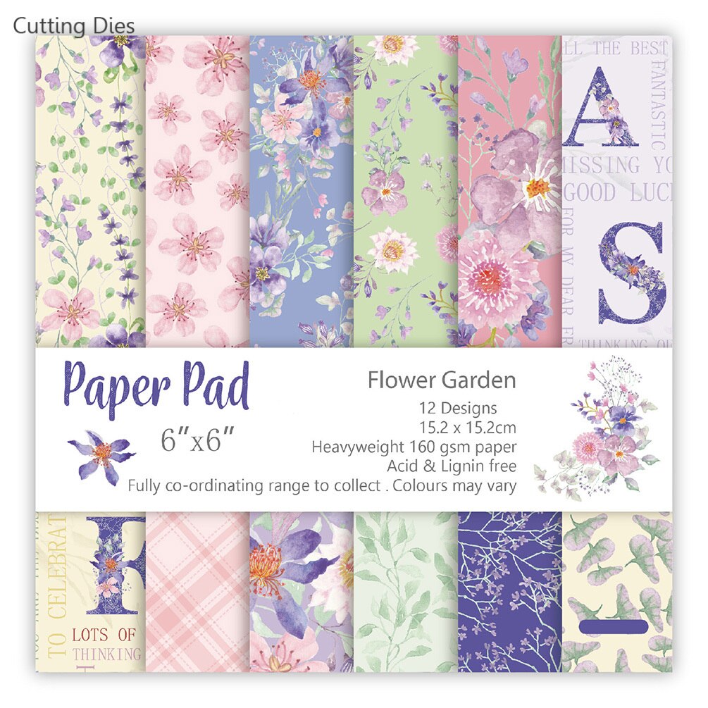 12 Sheets Art Flower Pattern Background Paper Crafts For Card Making DIY Scrapbooking Paper Decorations: 01