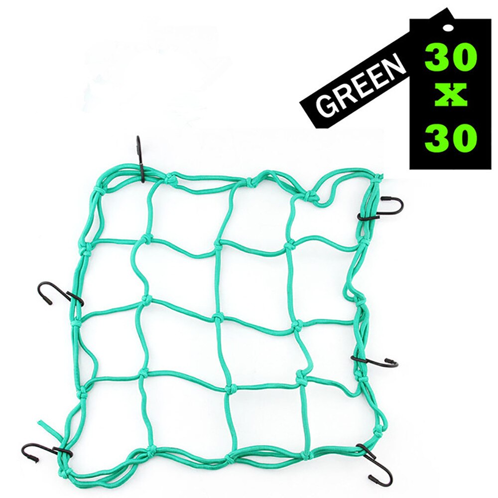 30*30cm Motorcycle Elastic Luggage Net Carrier For ATV Bicycle Adjustable Hooks Suitable For Motorcycles, Bicycles And SUV: Green