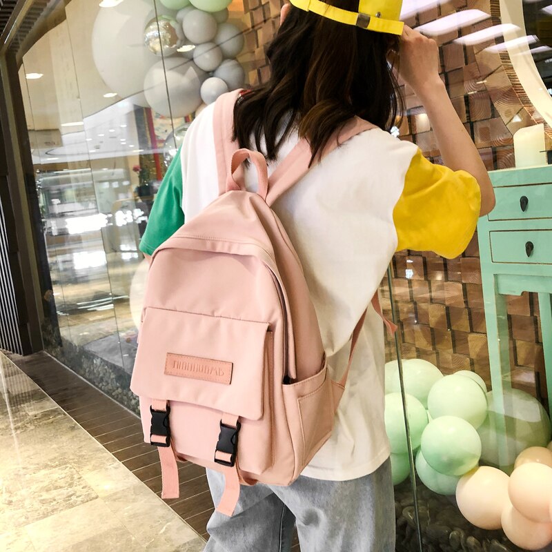 Backpack Women Backpack Women Shoulder Bag solid color School Bag For Teenage Girl Children Backpacks Travel Bag