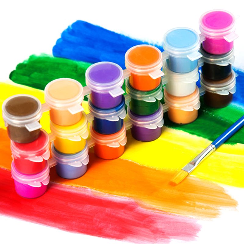 3ml/5ml 6/8 farver børnetegning gør-det-selv akrylmaling vandbørstepigmentsæt, til tøj tekstilstof, papir, bambus, læder