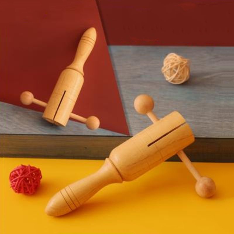 Hand Cranked Crow Sounder for Beginners Children Portable Solid Wood Early Education Performance Orff Musical Instruments 2022