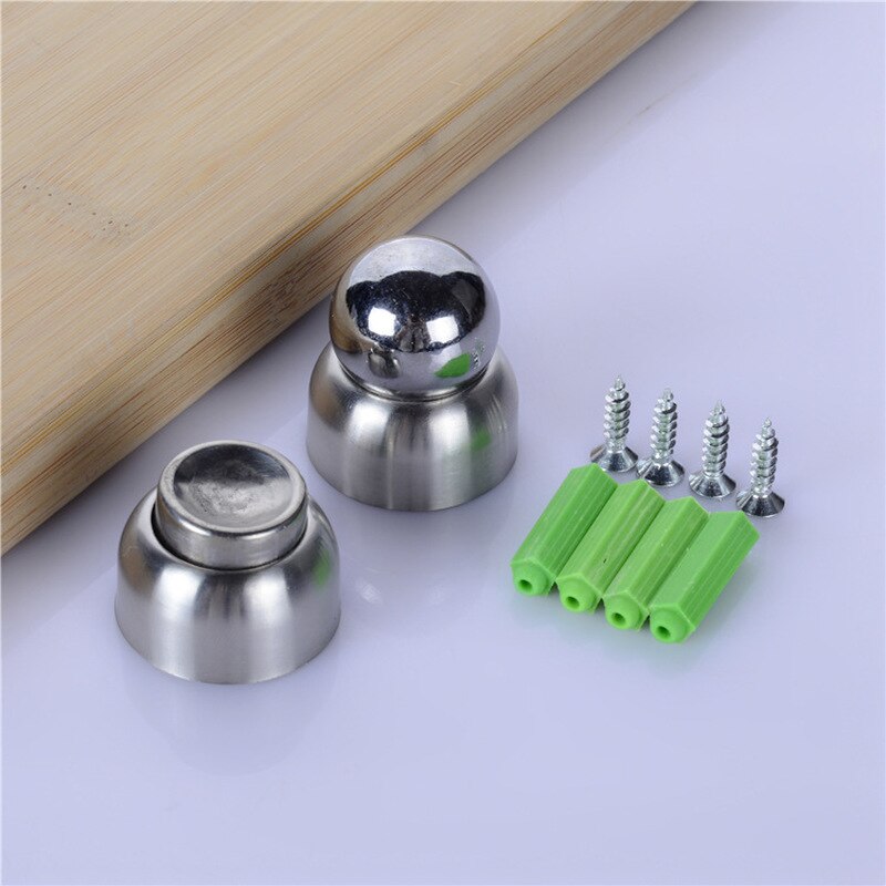 1Sets 5.6cm Magnetic Door Stops Mini Stainless Steel Ultra-short Door Stopper Hidden Holders Floor Hardware Fitting With Screws