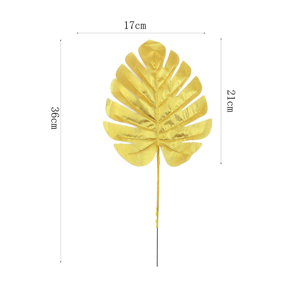 20pcs/set Artificial Golden Palm Fronds Tropical Turtle Leaves Simulation Plant for Party Wedding Home Desk Decoration