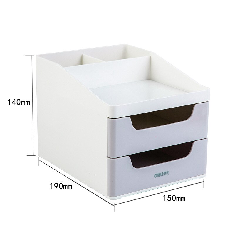 DELI Stationery Holder Student Papelaria Holder Office Three-tier File Tray Multifunctional Pen Holder Drawers Desktop Organizer: B