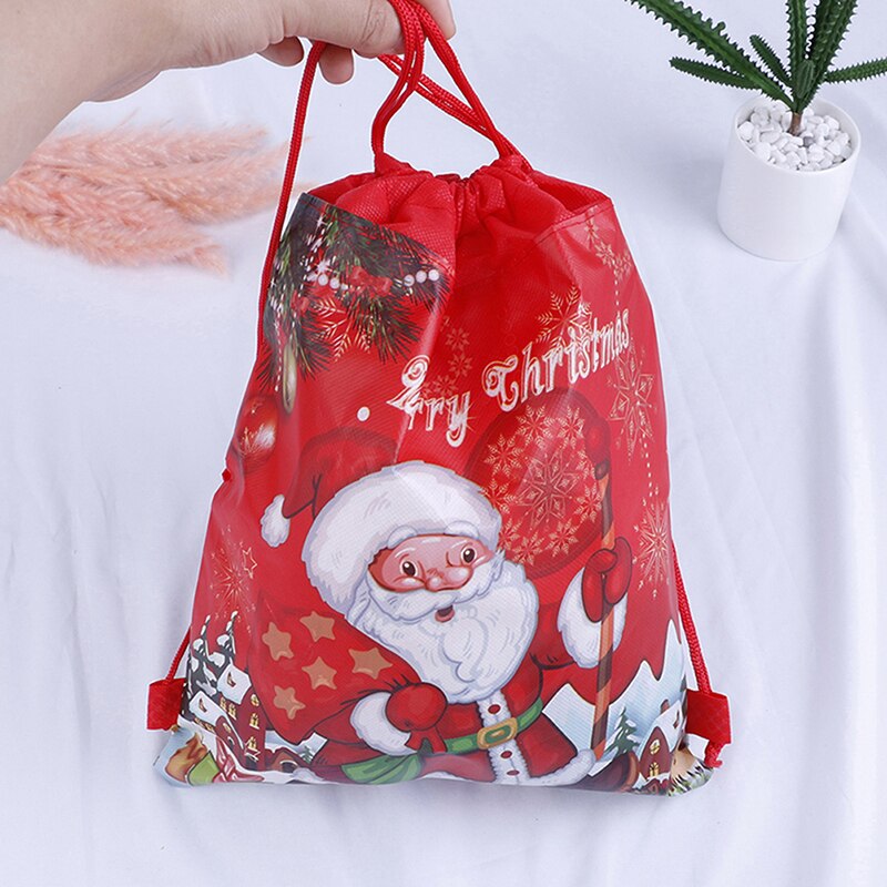 1 pièces père noël sacs à cordon Non-tissé tissu sac à dos anniversaire événement et fête fournitures voyage stockage paquet sacs
