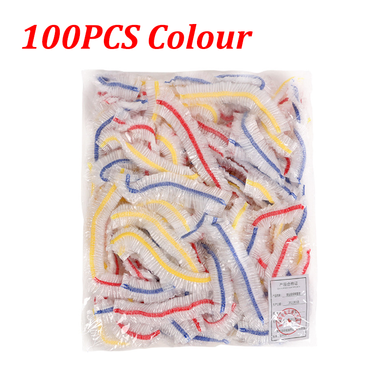 Disposable Food Cover Elastic Plastic Wrap Food Grade Food Lids Shoe Cover Shower Headgear Bowls Caps Food Fresh Saver Bag Dust: light green