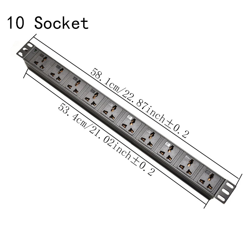 1U Rack Mount PDU Power Distribution Unit with 2/3/4/5/6/7/8/9/10 Ways Universal Sockets NO Switch Led 3500W 2M