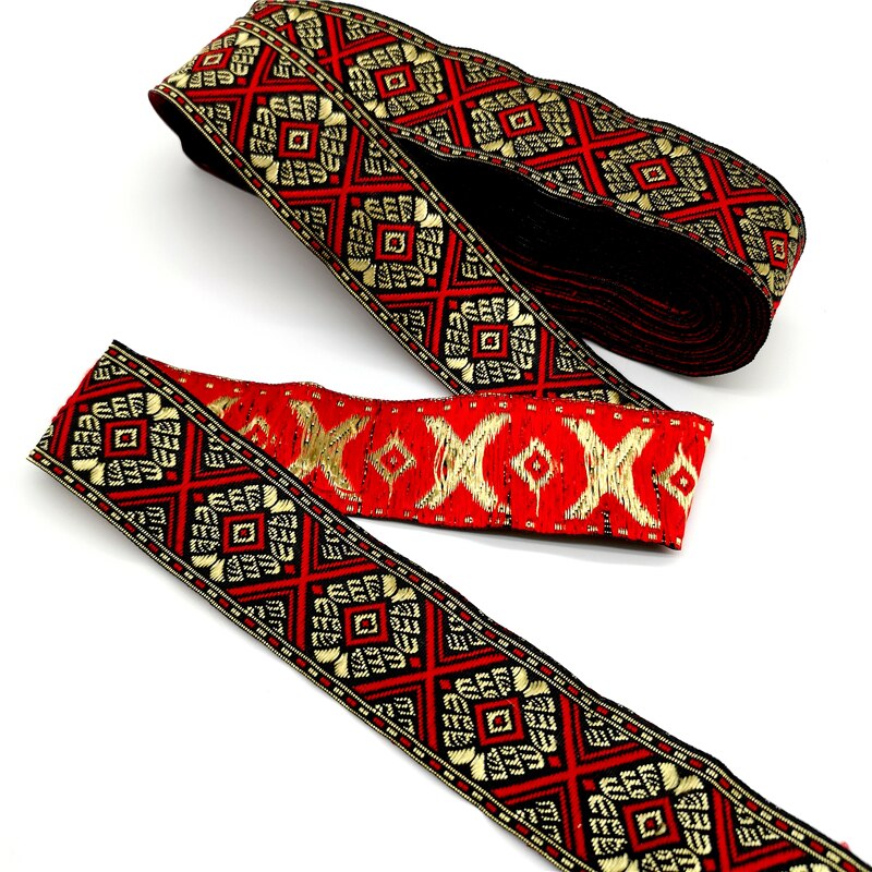 Cinta de encaje bordado Estilo Vintage étnico de 3 yardas, recorte de encaje bohemio, accesorios para bolsa de ropa DIY, tela bordada #4349