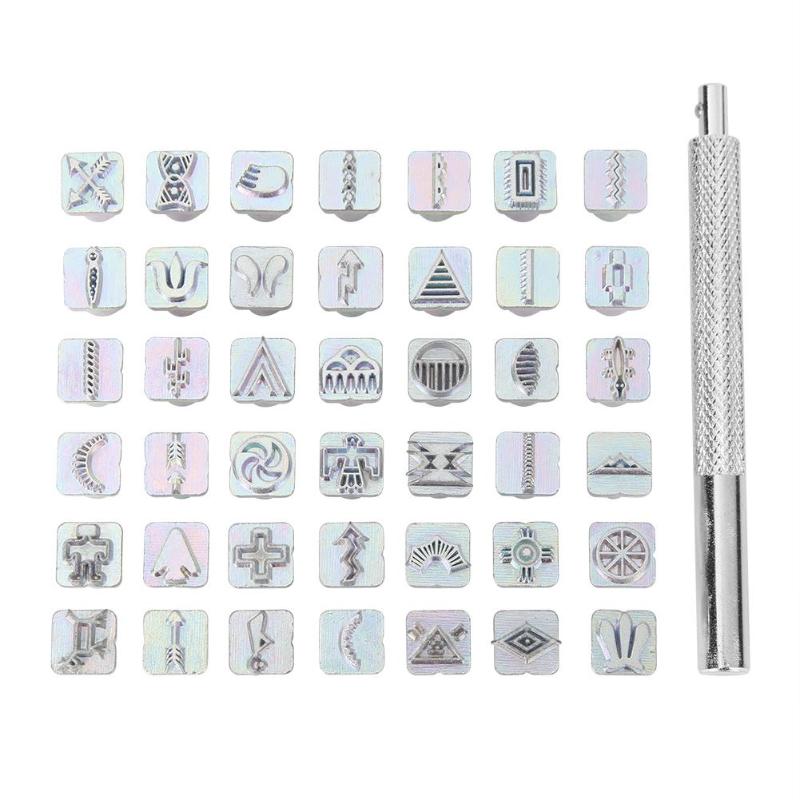 Craftool Carbon Steel Symbol Stamp Set 49 Stamps for Leather Marking Leather Craft Tools