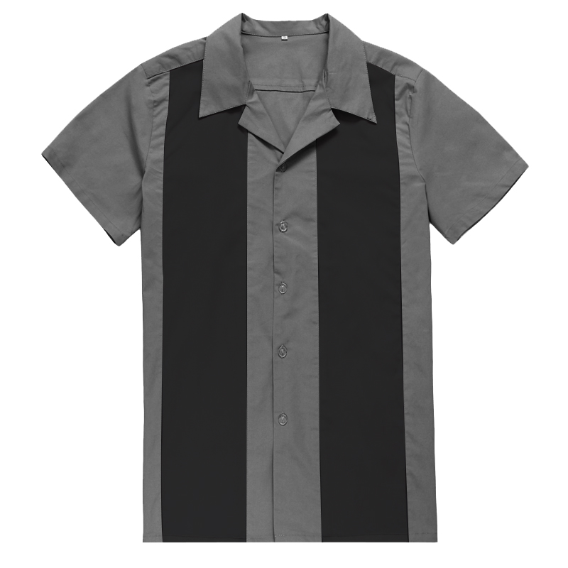 Felsen N rollen Hemden Männer Jahrgang 1950s Rockabilly Hemd Kurzarm Punk Rave Hemd Herren Hüfte hüpfen Nähte Männer hemd UNS größe: GB / 2XL