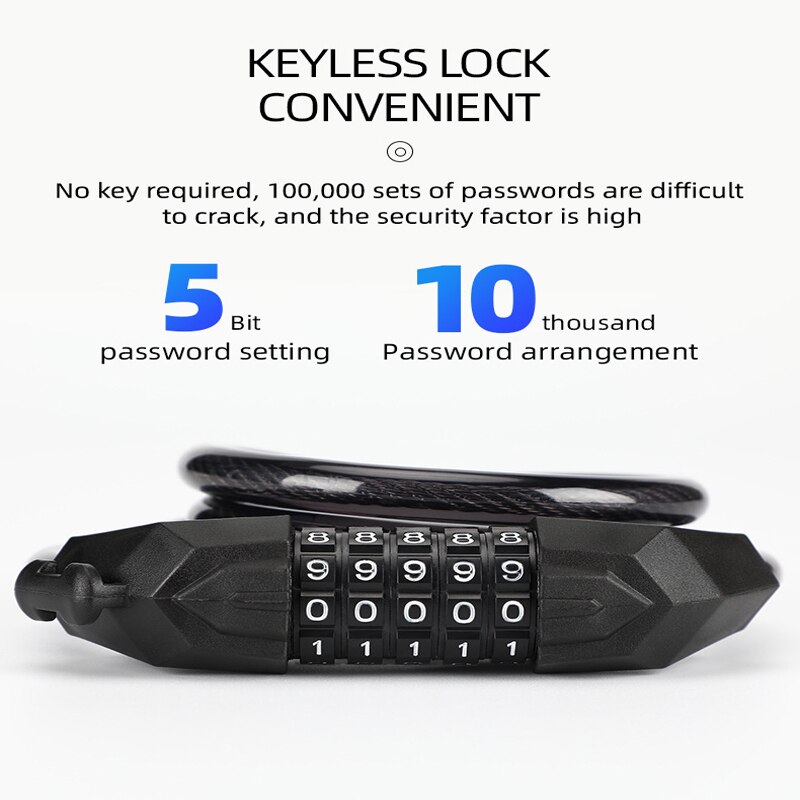 Anti-Diefstal Fietsslot 5 Cijferige Code Combinatie Rvs Kabel Fiets Security Lock Apparatuur Mtb Fietsslot