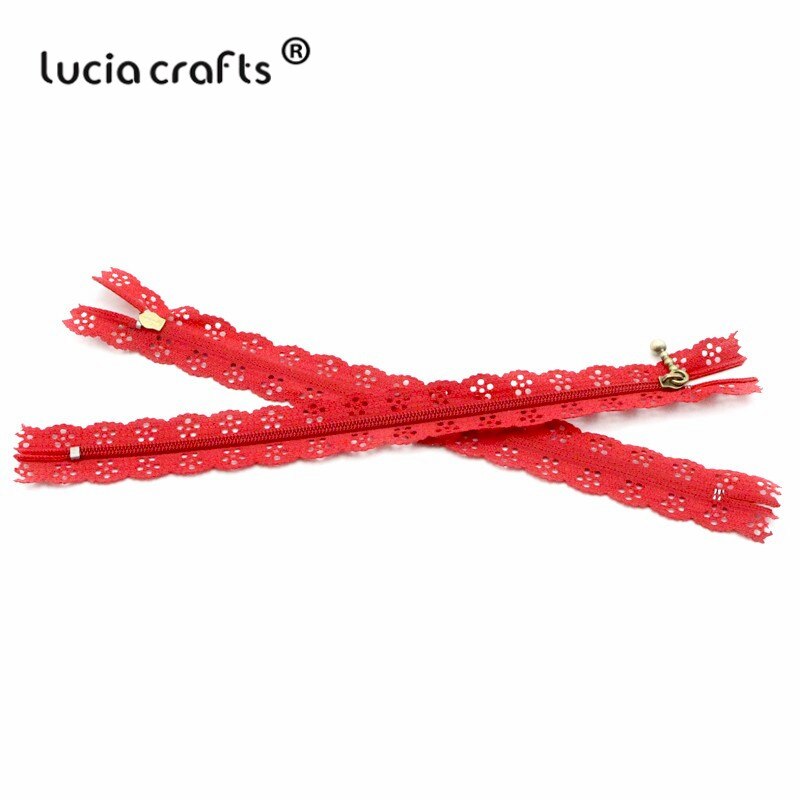 Lucia Ambachten 20 Cm Nylon Coil Mooie Kant Ritsen Voor Diy Bag Tailor Riool Craft Retail J0301: C8 Red 6pcs
