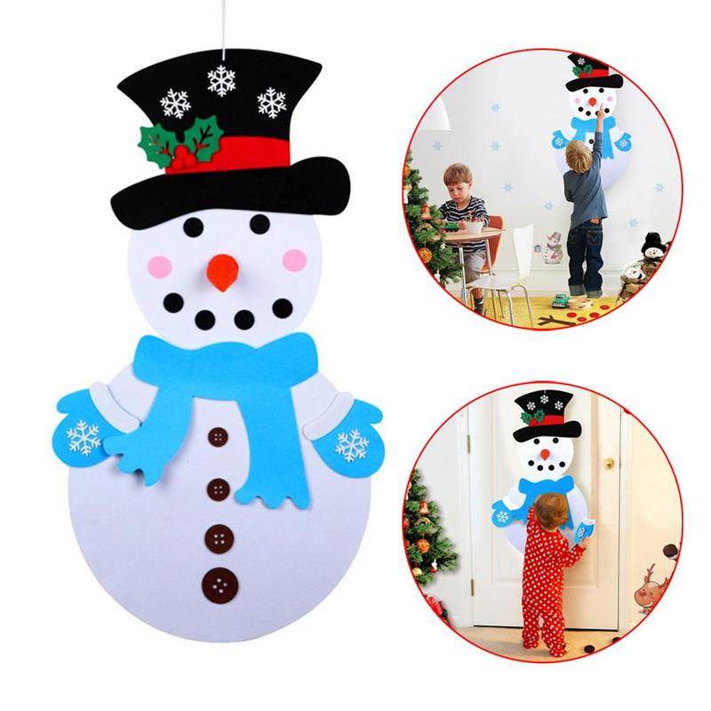 DIY Kerst Voelde Sneeuwpop Deur Muur Opknoping Speelgoed Xmas Nieuwjaar Decor Kids Ornament Handgemaakte Kerst Sneeuwpop