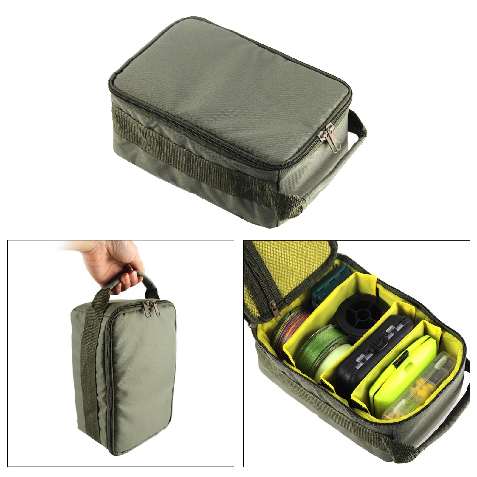 Fishing Reels Storage Bag Large Capacity Removable Compartment Adjustable Fish Reel Storage Case Organizer Fishing Tackle Case