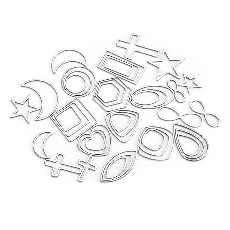 30pcs Stainless Steel Silver Gold Geometric Earrings Hollow Frame Bezel Charms Circle Pendant for DIY Jewelry Making Accessories