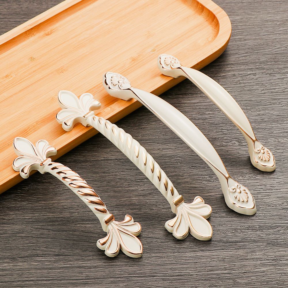 Zinc Alloy Ivory White Cabinet Handles Kitchen Cupboard Door Pulls Drawer Knobs European Furniture Handle Hardware