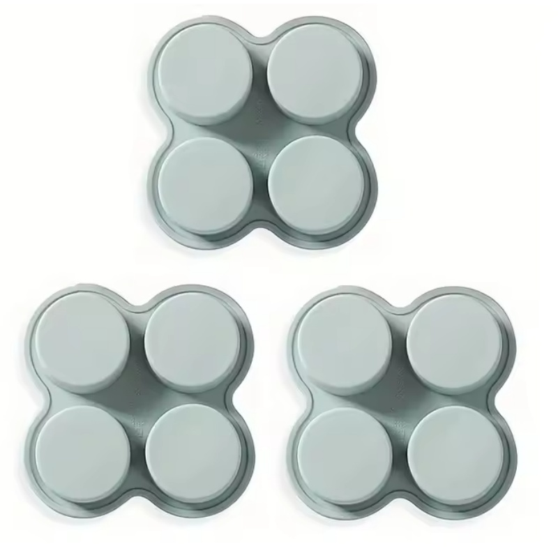 Air Fryer Egg Mold Round Shape Eggs Mold 3 Cavity Non-Stick Silicone Air Fryer Egg Pan Egg Steamer Cooking Mold Fried Egg Tool: green