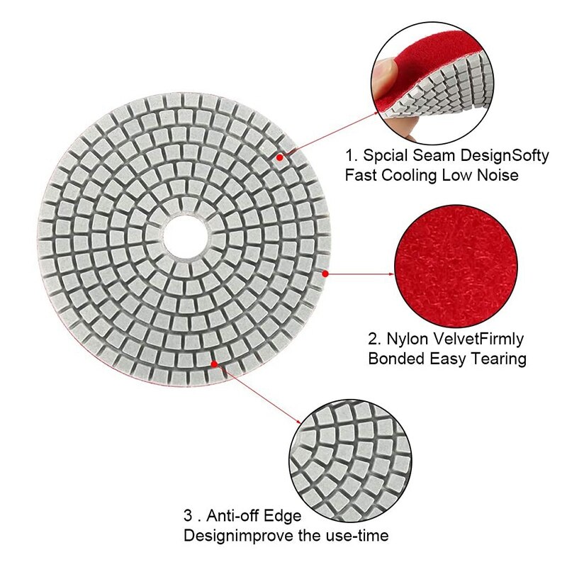15Pcs Diamant Polijsten 4in Polijsten Wiel Voor Graniet Stone Beton Marmer Polijsten Slijpschijven Set Buffing