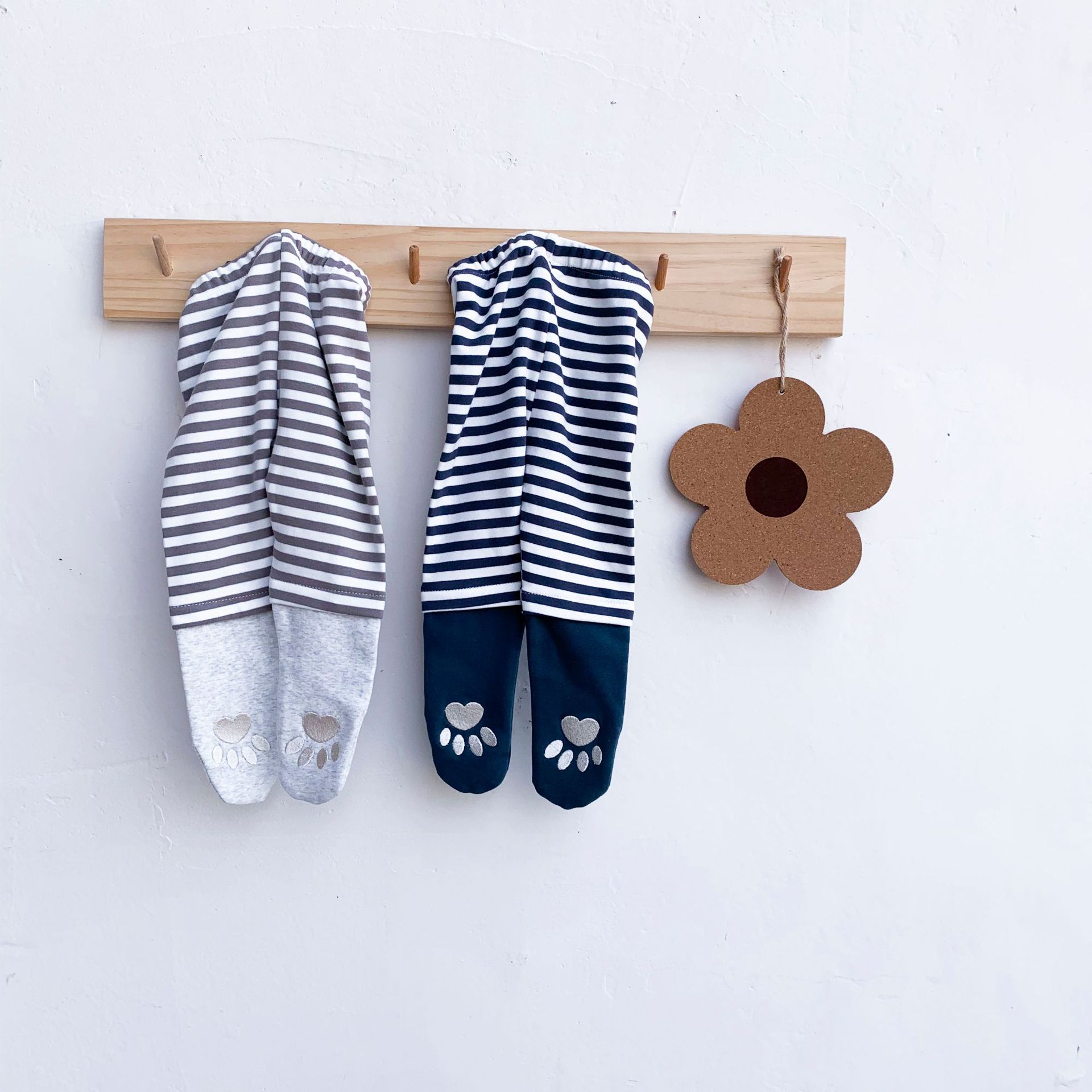 Leggings in cotone con cuciture nuove neonate autunnali