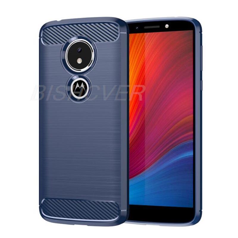 Motorola moto  g7 e5 plus hoesje van geborsteld koolstofvezel siliconen, schokbestendig, voor moto  z2 force  z3 z4 play, inclusief magnetische standaard.