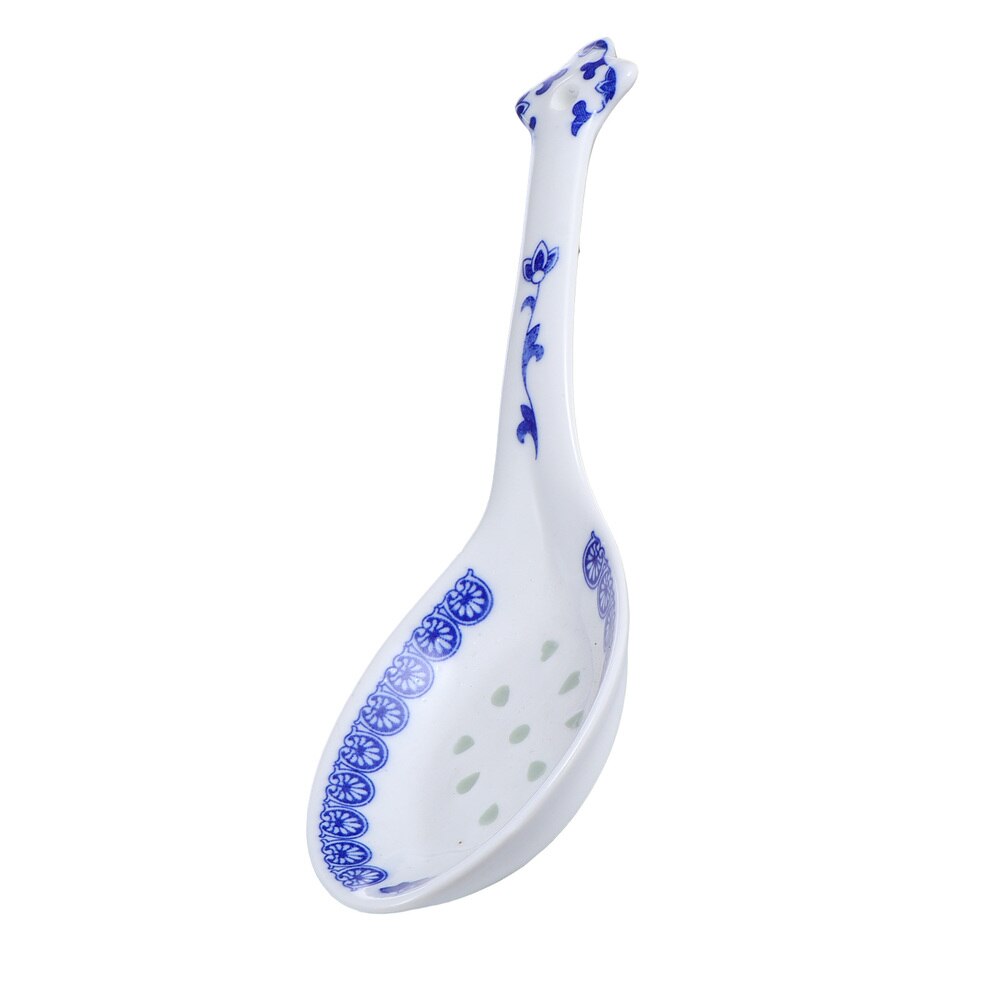 Cuchara sopera de cerámica para cocina, para exteriores, restaurante, hogar, 1 ud.: Blue and white