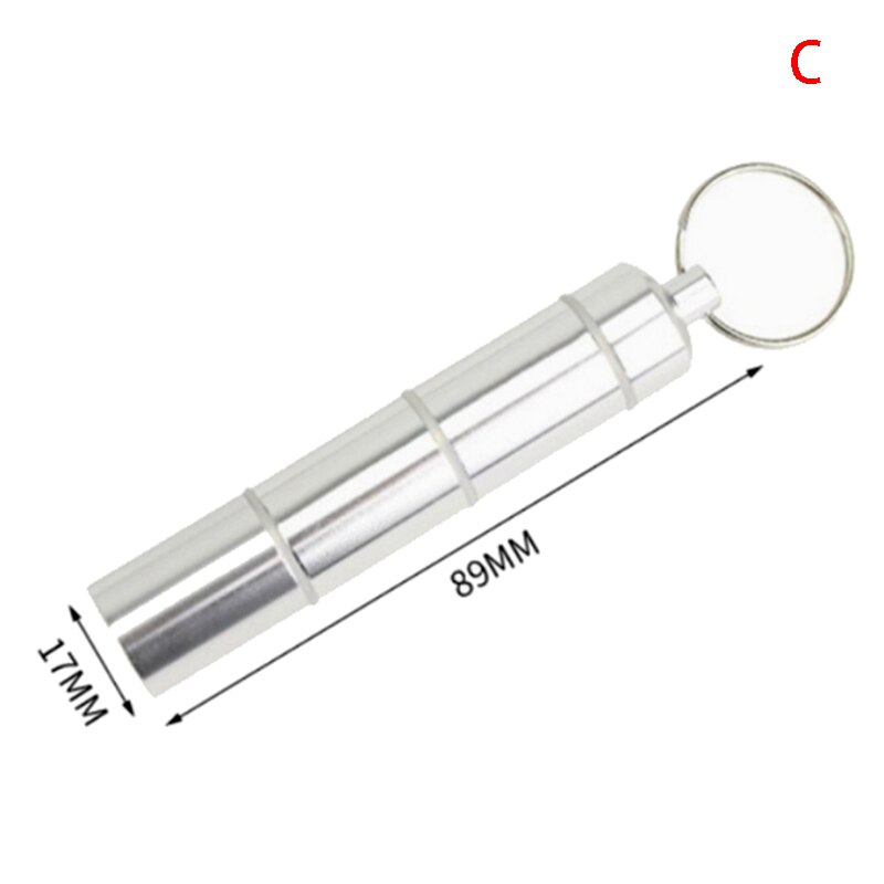Aluminum Pill Shape ID Holder Keychain - Silver Metal Case For Emergency Info