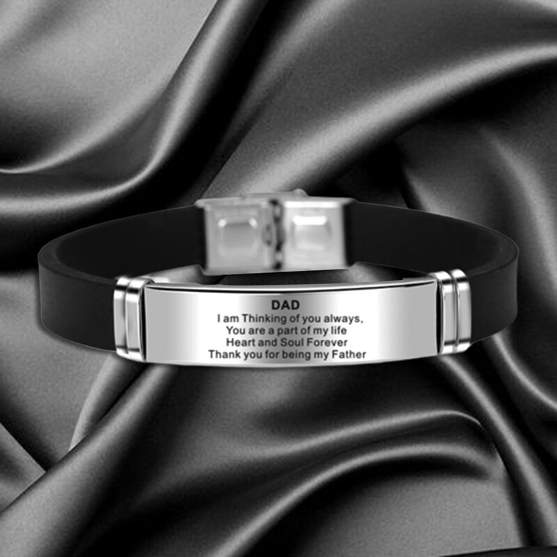 1pc til min søn inspirerende armbånd mænd armbånd rustfrit stål silikone armbånd til drenge kærlighed fra mor far