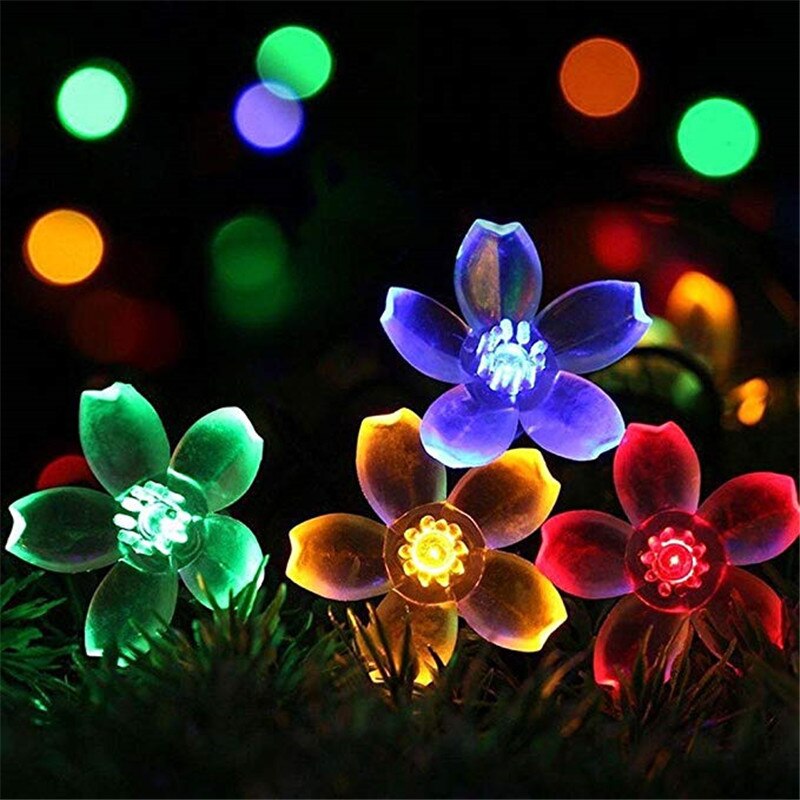 ECLH 5m 7m 12m 22m Pfirsich Blume Solar- Lampe Energie LED Schnur Fee Lighs 1,2 V Solar- Girlanden Garten Weihnachten Dekor Für draussen