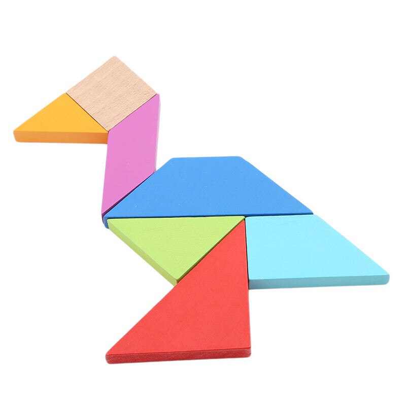 Legpuzzel van 7 stukjes, kleurrijk houten tangram vierkant, iq-spel, hersenkraker, intelligent educatief speelgoed voor kinderen.