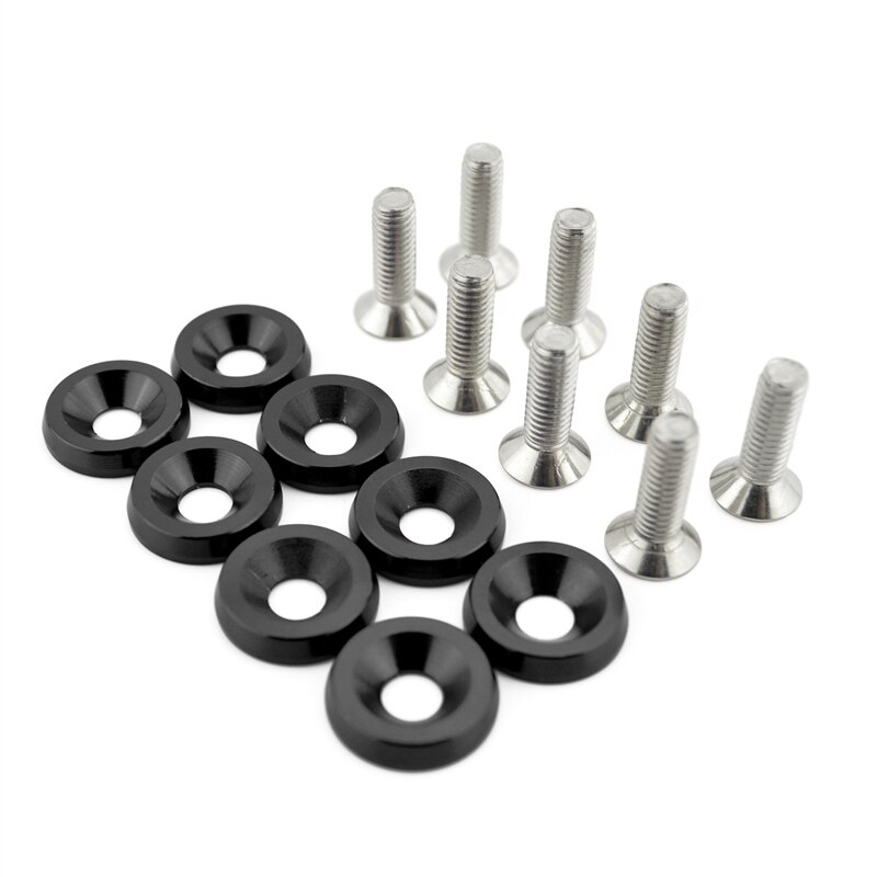 runmade 8pcs/lot Billet Aluminum Fender Bumper Washers Bolt Engine Bay Dress Up Kit 6 Colors: Black