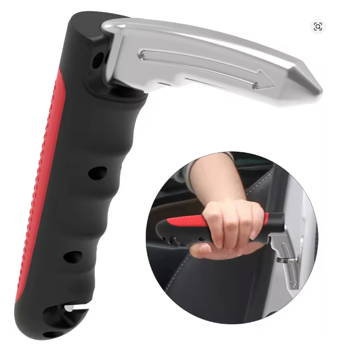 Alça de apoio para porta de carro para idosos 2 em 1, multifuncional, com quebra-vidros portátil, alça automotiva para veículos.: BRANCO