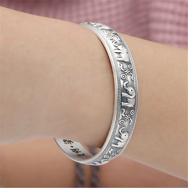Di trasporto del nuovo Creativo Sveglio Animale retrò tailandese Bracciali in Argento sterlina 925 Gioielli in Argento di Personalità Elefante Prepotente Braccialetti SB199