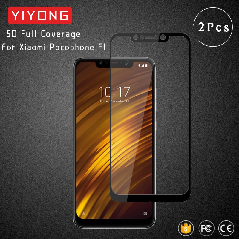 Yiyong 5D Volledige Cover Glas Voor Xiaomi Pocophone F1 Global Gehard Glas Pocophone F1 Screen Protector Voor Xiomi Poco F1 glas