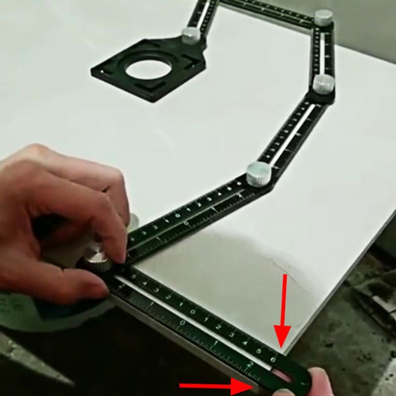 6 folde lineal flise hul positionering multi skabelon vinkel linealer m / bor guide til puncher tømrerarbejde