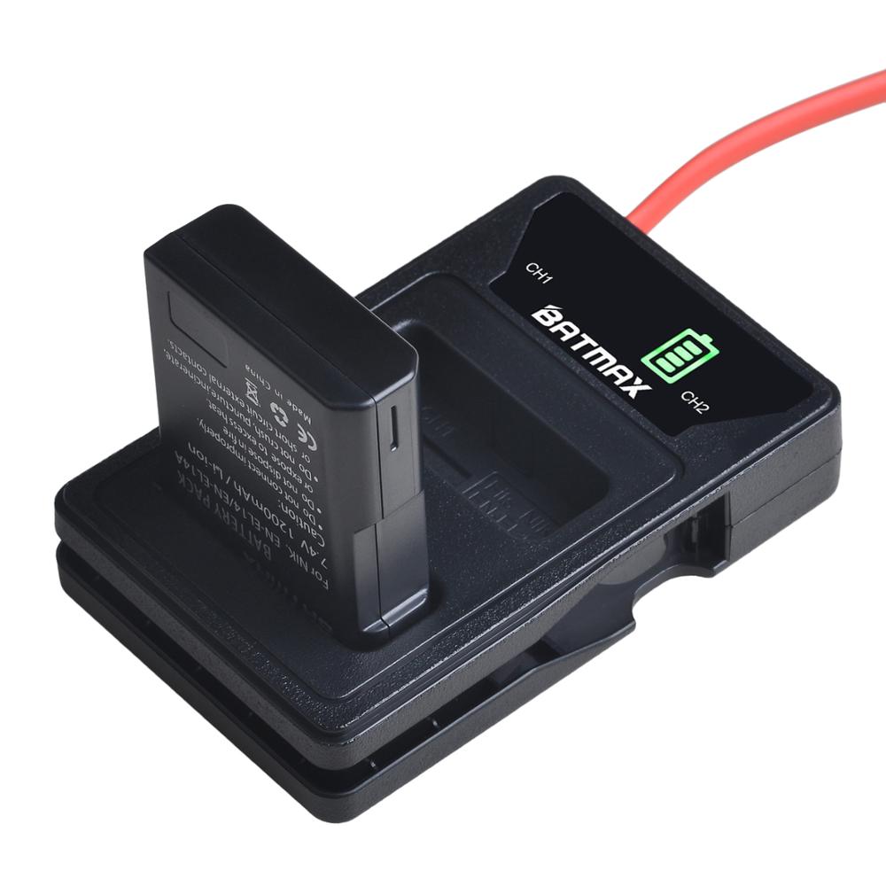 2 uds. EN-EL14 EN EL14 EN EL14a batería + LED cargador USB incorporado para Nikon D3500, D5600, D3300, D5100, D5500, P7100,P7700 P7800