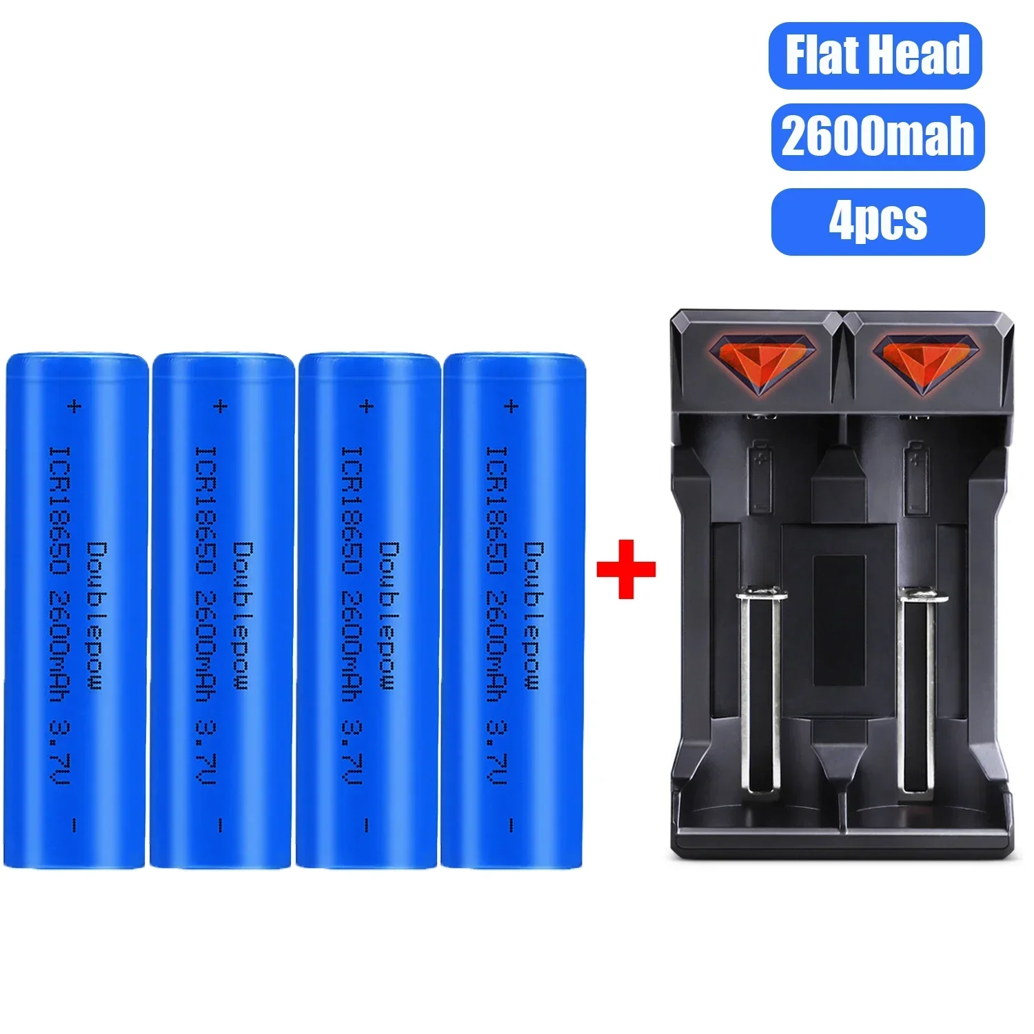 2600mah 18650 Li-ion Batteries With Charger 3.7V Rechargeable Battery For Electric Pointer Doorbell Flashlight Lithium Battery: Pink