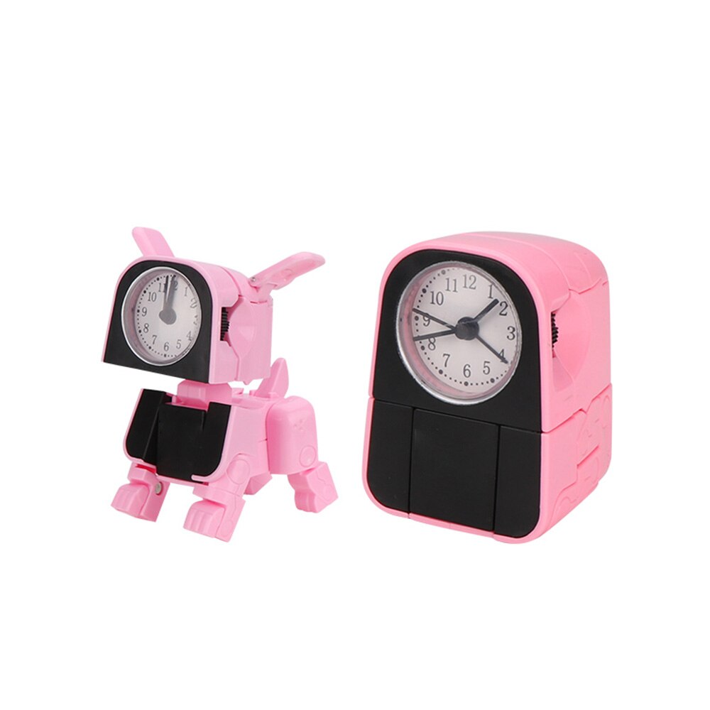 Multifunction Mini Dog Shape Clock Toy Cute Variant Alarm Clock Robot Toys Early Education For kids Baby Cute Puppy Walking Toy: pink