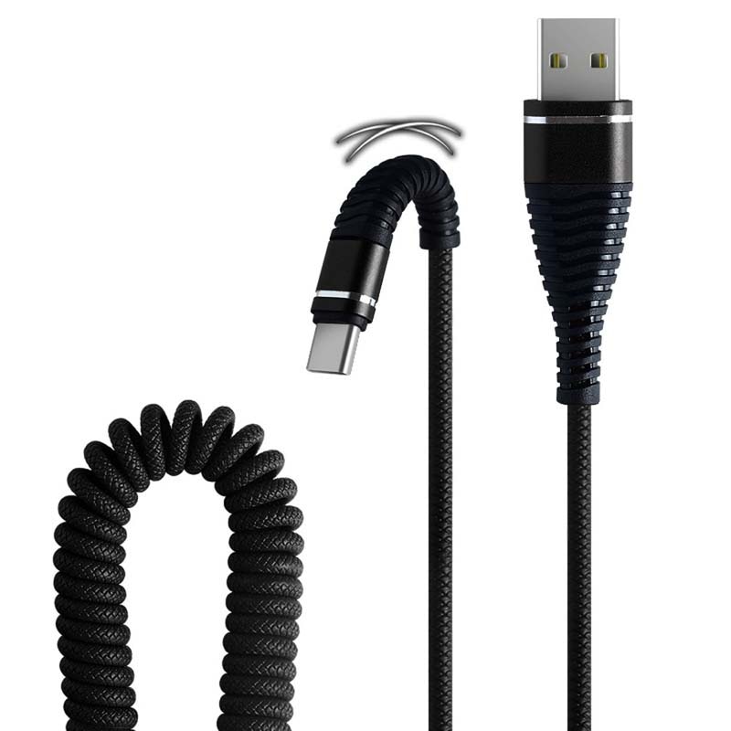 Sindvor 1.2M Type C Phone Cable Type-C Fish Tail Spring Durable Cable Data Fast Charging USB C For Smart Phone Universal Cables