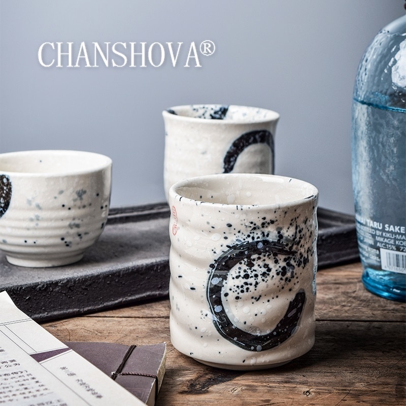 CHANSHOVA-taza de té de cerámica pintada a mano de estilo retro chino tradicional, tazas grandes de porcelana China, taza de café, H092, 170/200ml