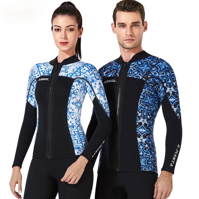 Wetsuit Men Women 3mm Neoprene Long Jacket Front Zip for Scuba Diving Surfing Swimming Suits Wetsuit for Women Tops