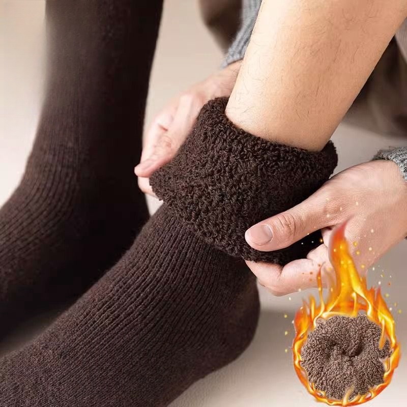 3 pares de calcetines de lana gruesos y cálidos hasta la rodilla para hombre, calcetines de pantorrilla Merino para hombre, calcetines informales de felpa de Cachemira, medias de para hombre