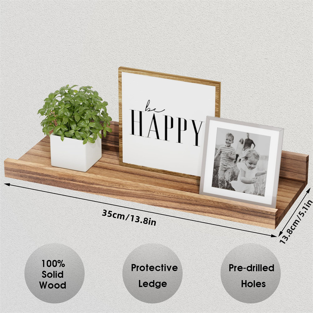 Mensole sospese in legno per parete Set di 2 mensole per esposizione a parete per decorazioni per il soggiorno, con ripiano per camera da letto a labbro