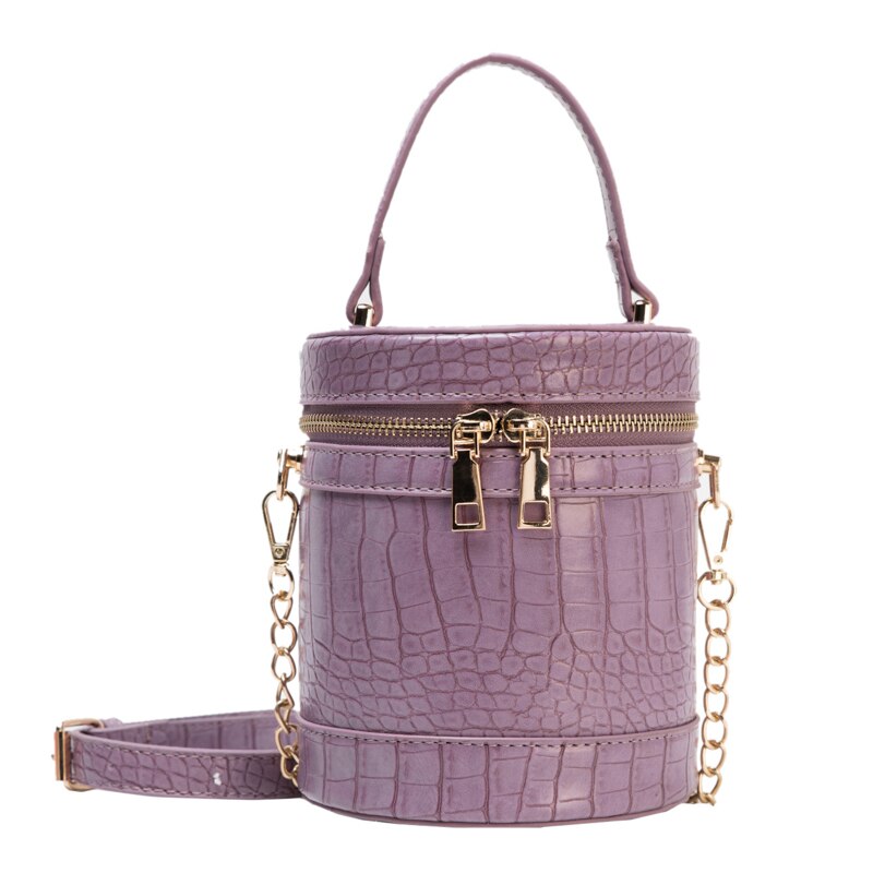 Stevige cilindrische pu leren ketting schoudertas voor dames crossbody tassen voor dames portemonnees en handtassen sac femme