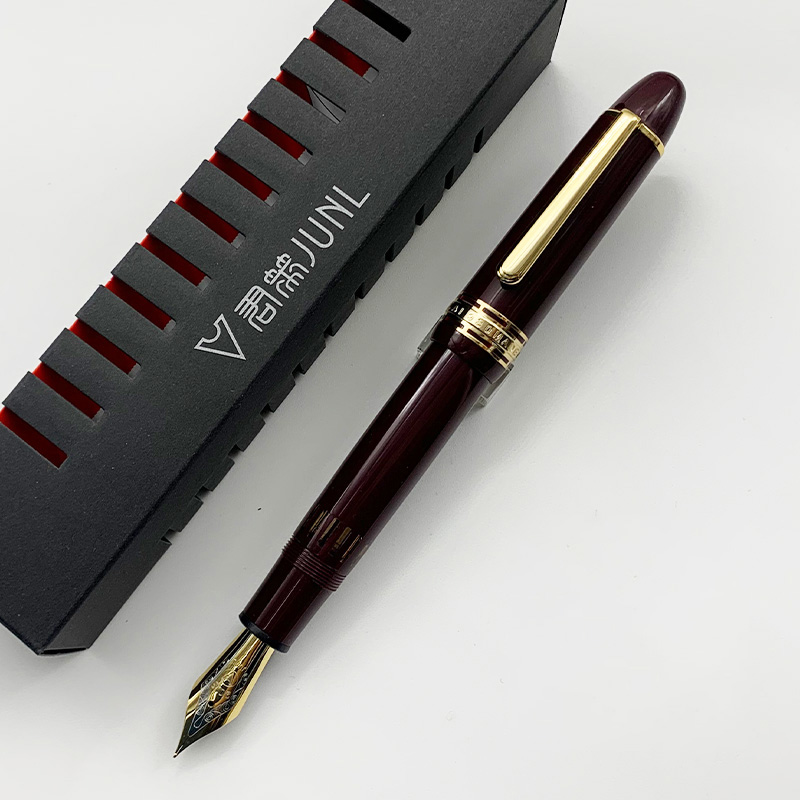 WingSung-pluma estilográfica gigante de pistón de resina 930, N0.9 Iraurita F/M/B, punta dorada/plateada, bolígrafo de para escritura de estudiantes de negocios: Blanco / OBB