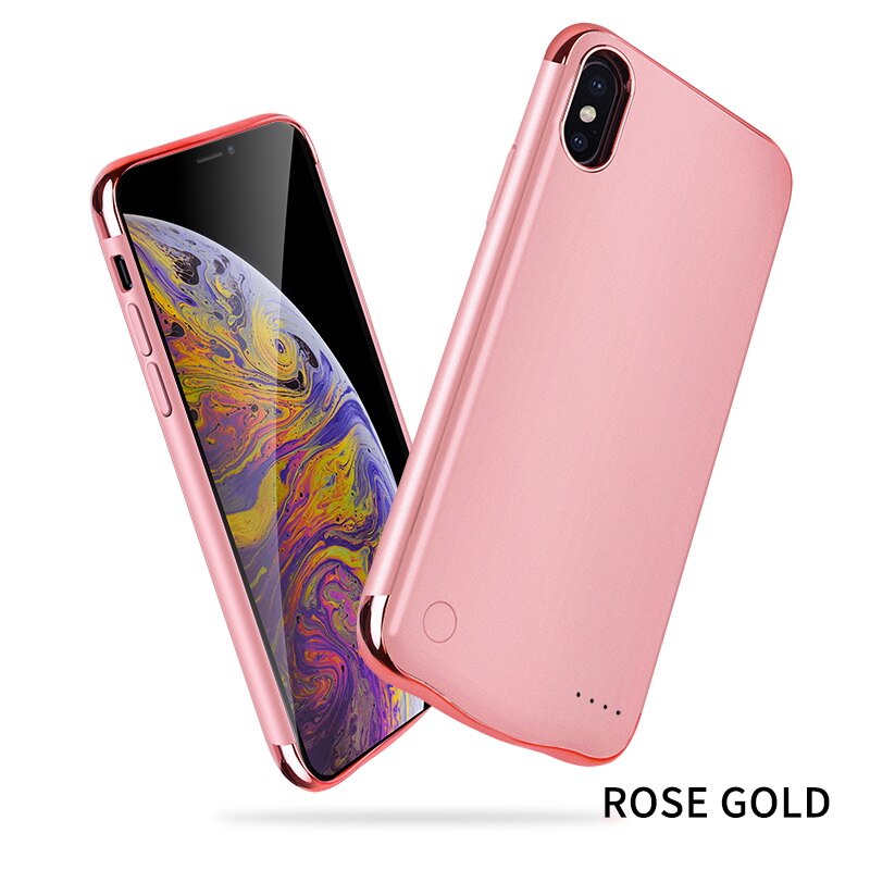 NTSPACE 6000mAh Ultra delgado Powerbank paquete funda cargadora de batería para iPhone Xs Max caso de Banco de potencia externa Clip trasero de la caja de la batería: Rose Gold