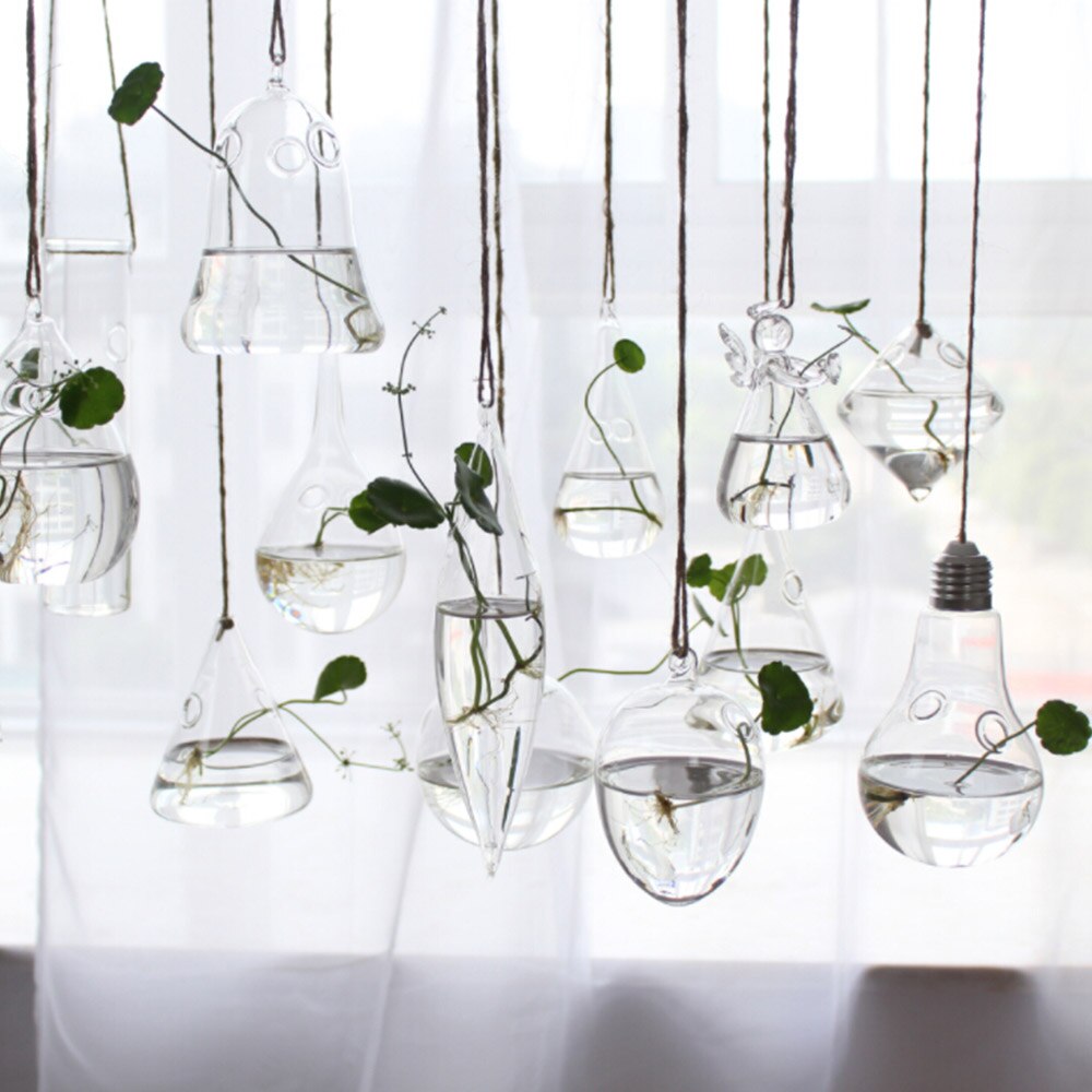 Creatieve Opknoping Hydrocultuur Glazen Vaas Bloem Vaas Glas Planter Transparant Terrarium Container woonkamer Bruiloft Decoratie