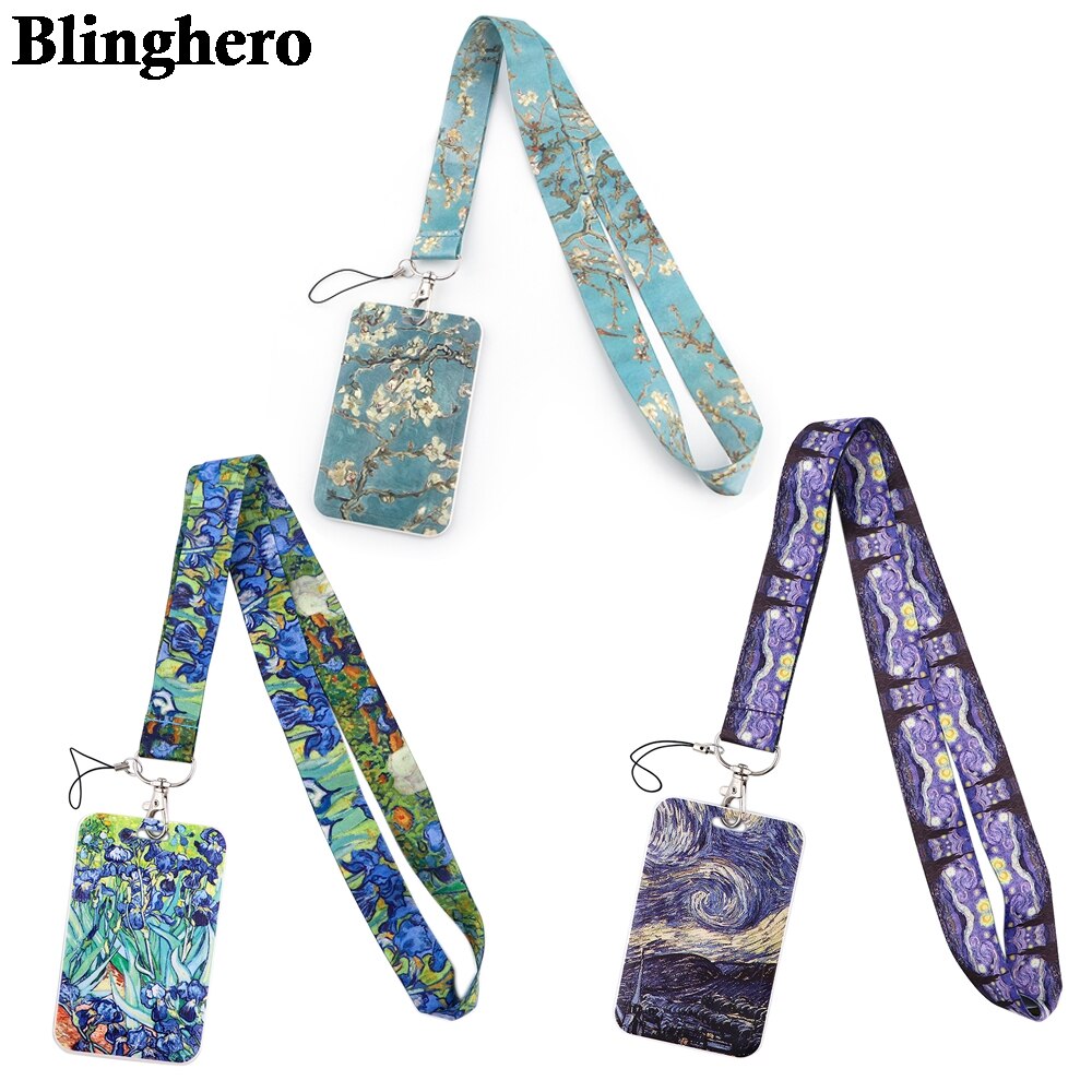 CB101 Mode Bloemen Lanyard Credit Card Id Houder Tas Student Vrouwen Bank Bus Visitekaartje Cover Badge