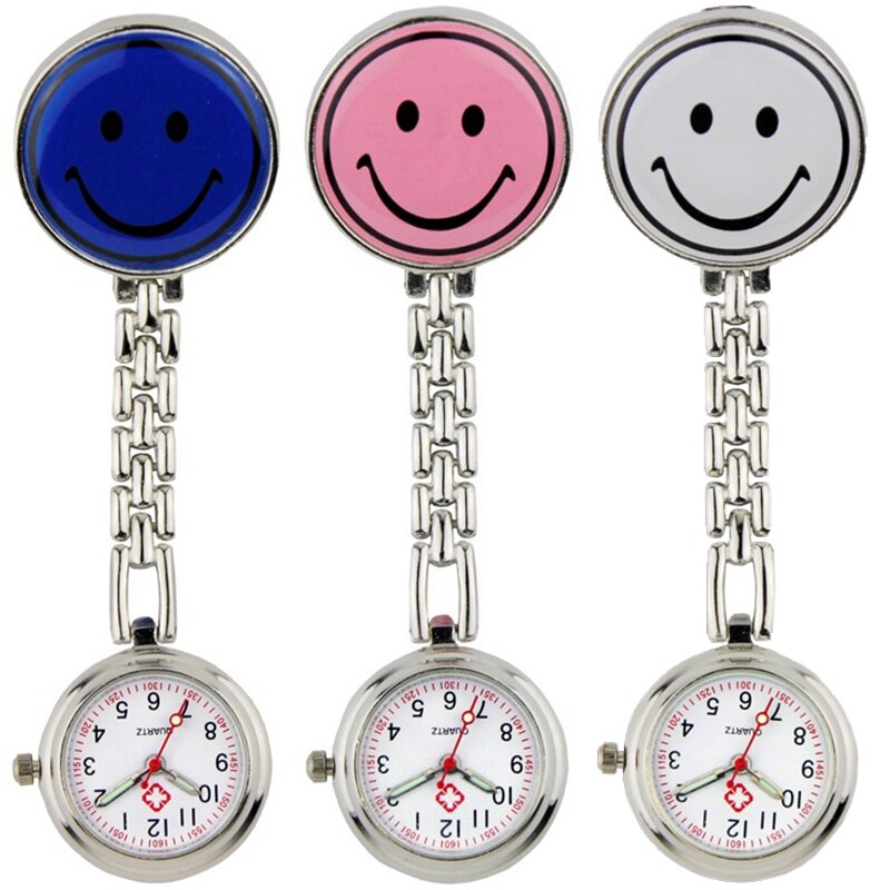 10 unids/lote unisex popular mujeres enfermera sonrisa relojes de bolsillo Hospital hombre Doctor hombre clip colgante Relojes