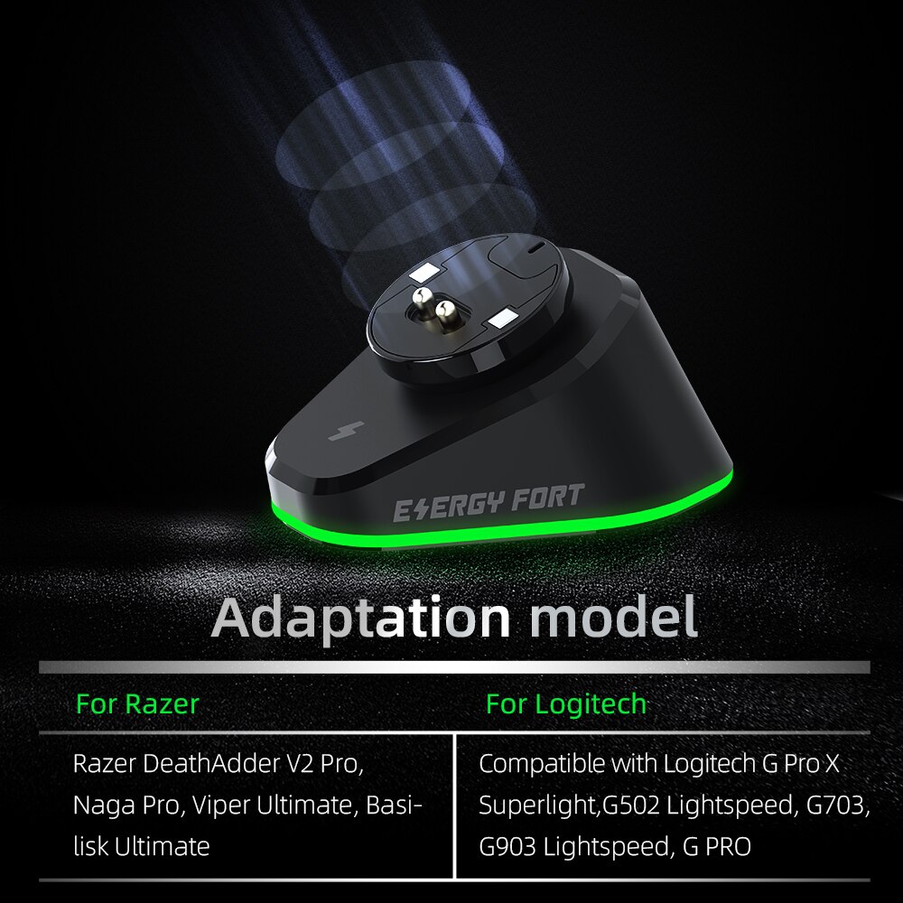 Station de recharge de souris sans fil avec lumière RGB, pour Razer/Logitech G502 lightspeed Razer DeathAdder V2 Naga Pro Viper