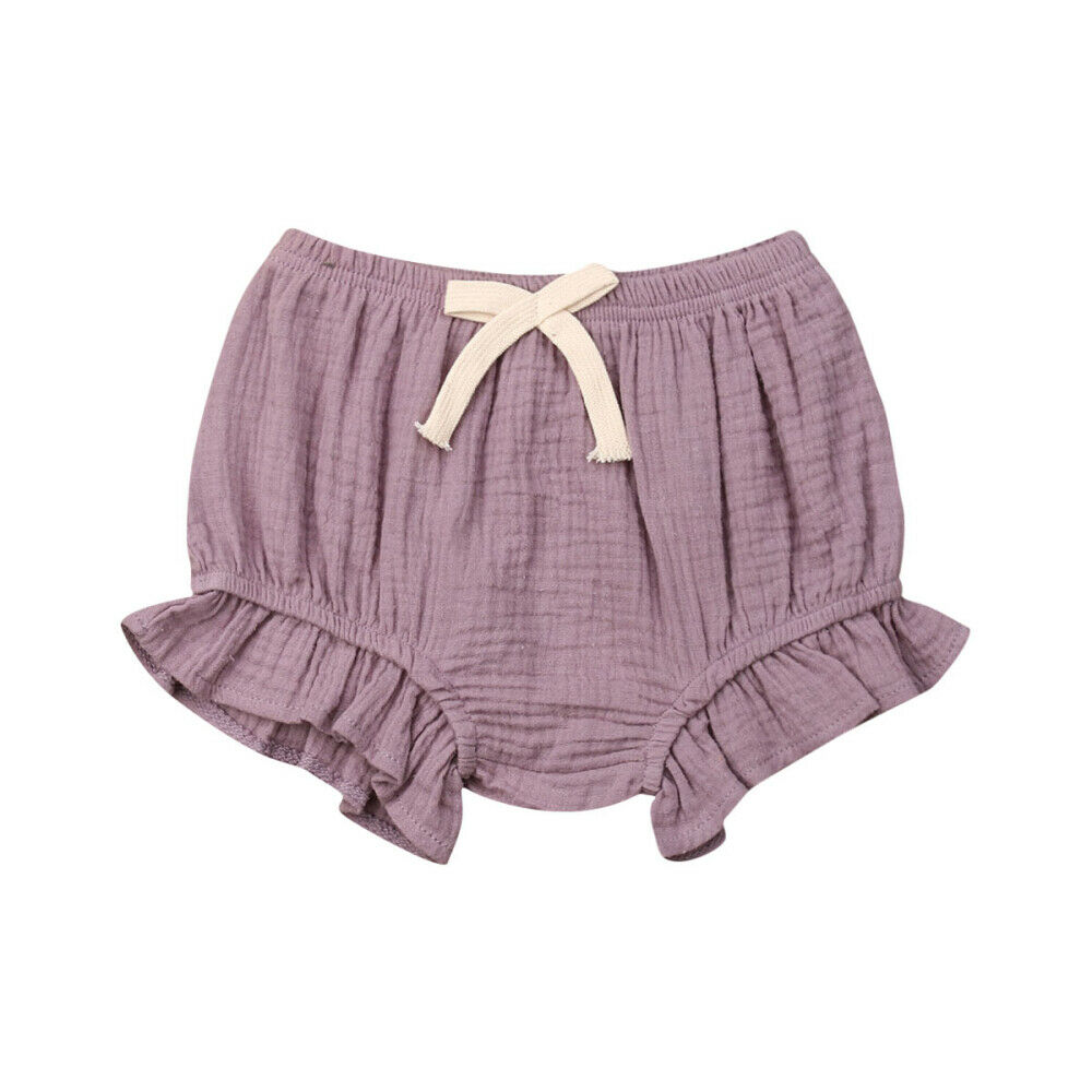Newborn Kids Baby Girl Cotton Shorts Bloomers Diaper Covers Ruffles Shorts Solid Trousers Bottoms Outfits Summer Clothes 0-18M